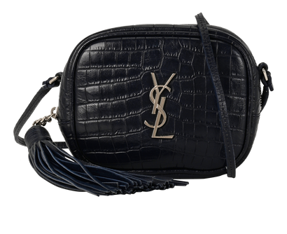 Small Blogger Crossbody, £595, Handbags, Navy, Leather, Front view